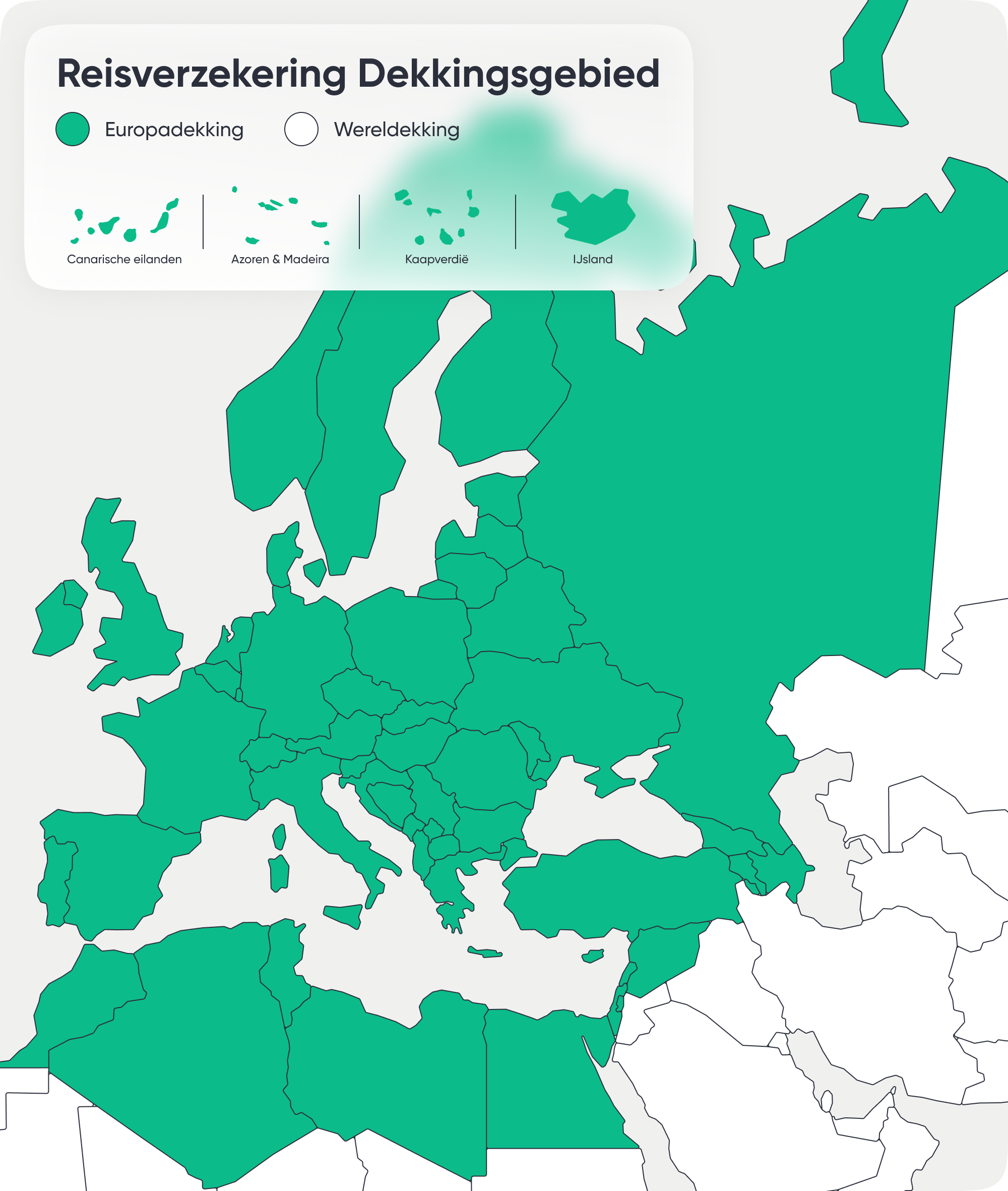 Overzichtelijke afbeelding reisverzekering europa of werelddekking